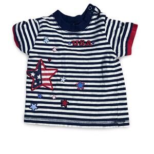 Carter’s Baby USA Shirt 12 Months Red White Blue Striped Patriotic Top